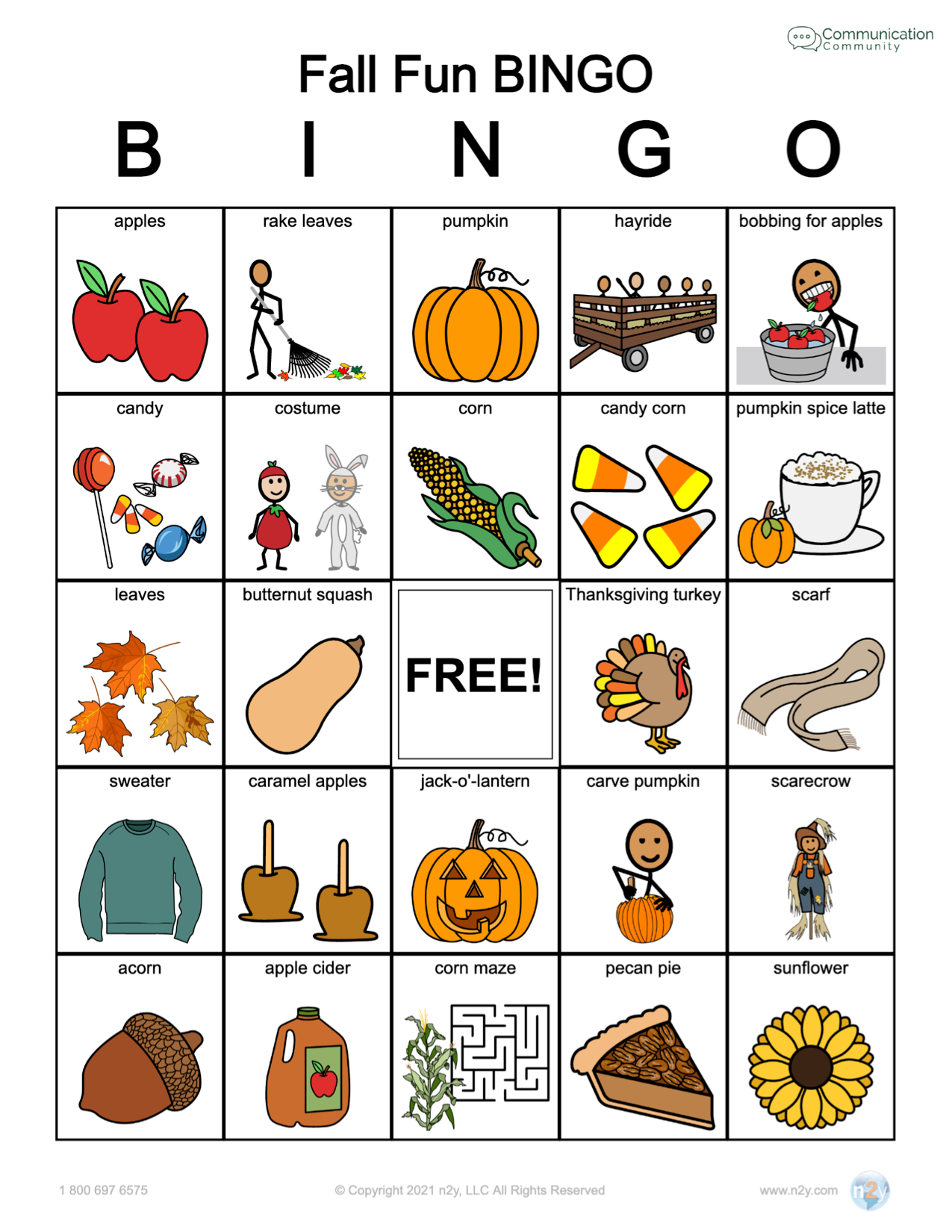 Free Fall BINGO Activity