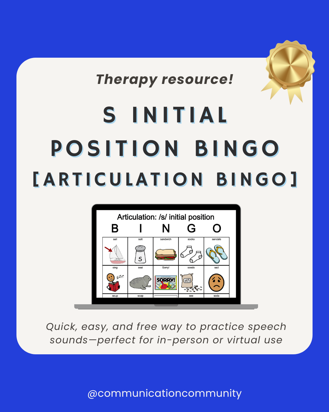 S Initial Position- Articulation Bingo