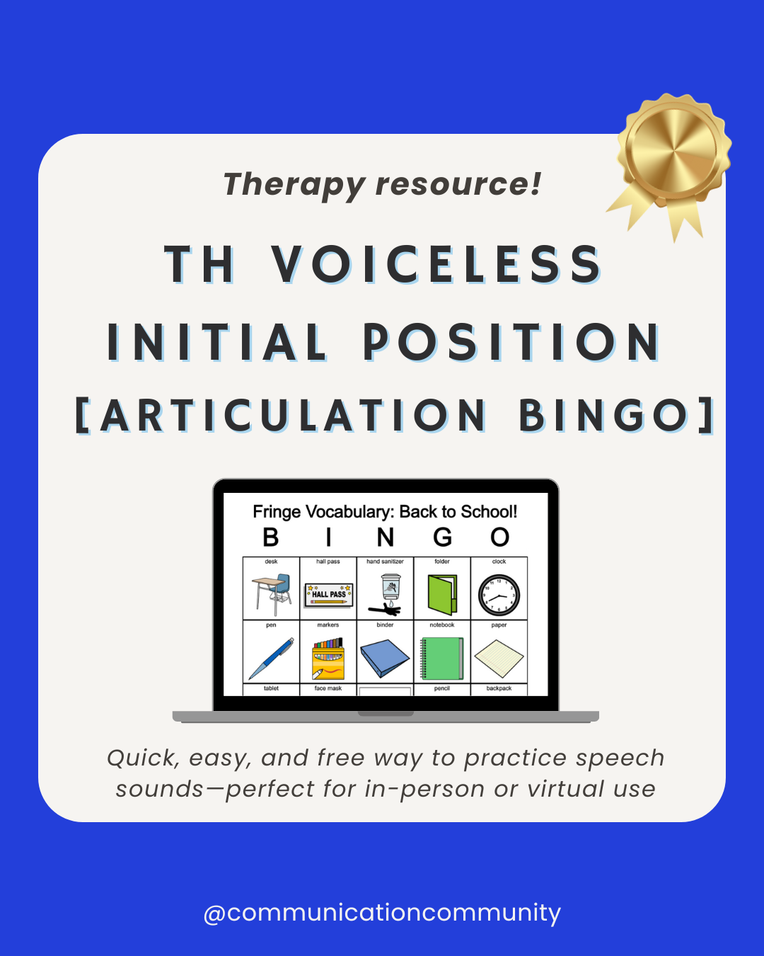 Th (voiceless) Initial Position- Articulation Bingo