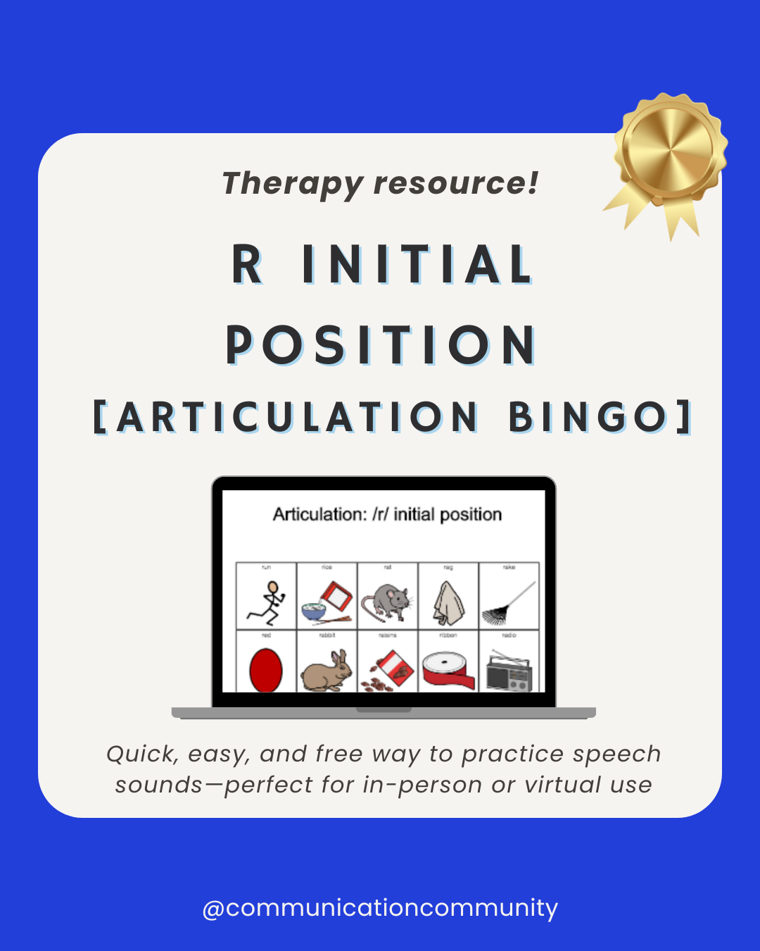 R Initial Position - Articulation Bingo