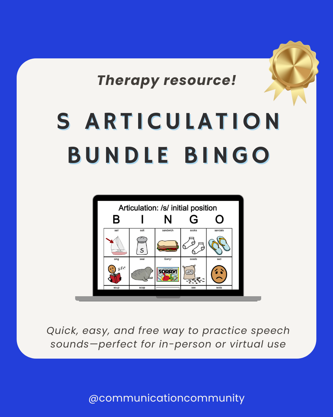 S Articulation Bundle BINGO (Initial, Medial, Final Positions)!