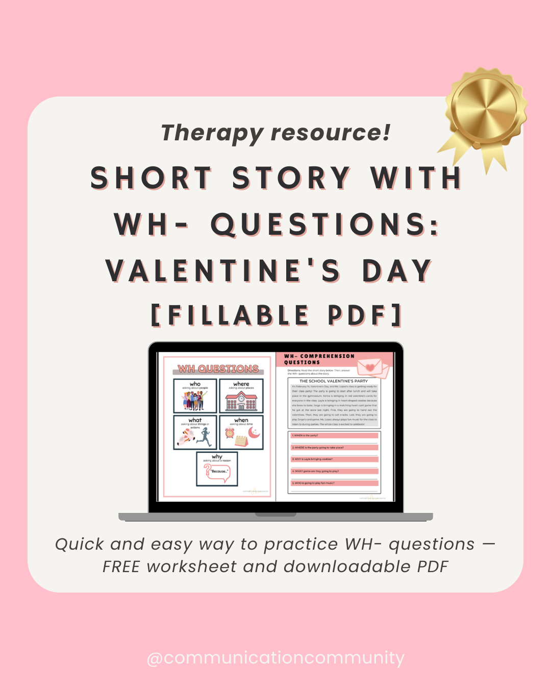 Short Story with WH- Questions: Valentine's Day FREEBIE