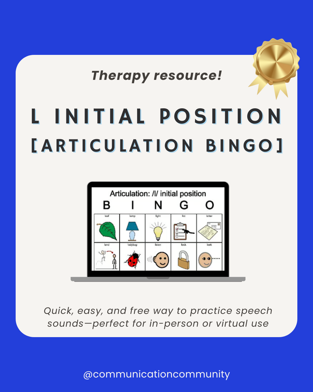 L Initial Position- Articulation Bingo