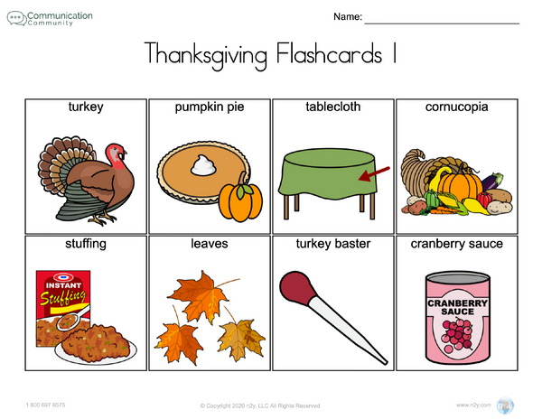 Thanksgiving Flashcards (therapy, classroom, home)